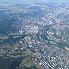 Flugwegposition um 15:08:02: Aufgenommen in der Nähe von Kreisfreie Stadt Jena, Jena, Deutschland in 1733 Meter
